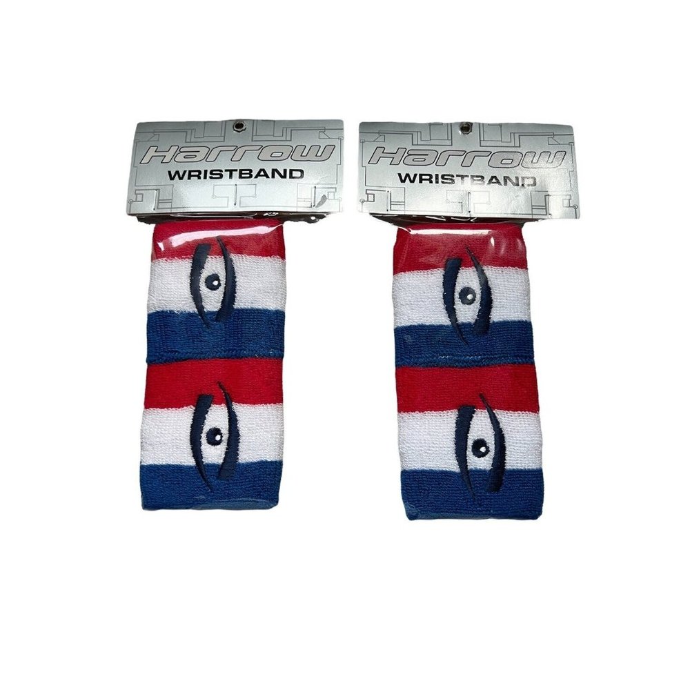 2 Pairs Harrow  Sports  Wristbands -Red White & Blue. Made In Taiwan. New Sports